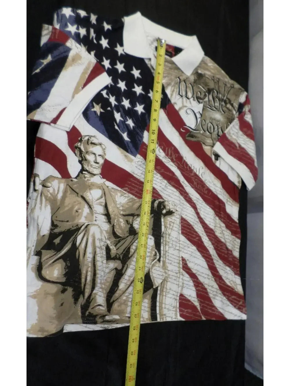 DESIGNER COTTON TRADERS WE THE PEOPLE COTTON POLO AMERICAN FLAG SHIRT MEDIUM - Picture 7 of 12